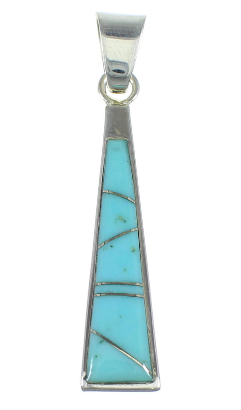 Turquoise Inlay Silver Southwest Pendant WX57967
